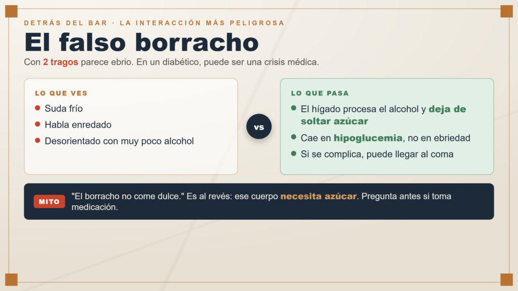 Cócteles y medicamentos: 5 ingredientes de tu barra que pueden dañar a tu cliente 2 Infografía del falso borracho: cómo diferenciar una hipoglucemia de la embriaguez en un cliente diabético
